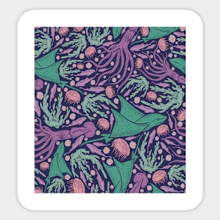 Purple and Green Sea Life Design Sticker